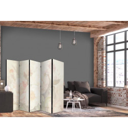 Room Divider - Blooming Peonies - Bright Large Flowers Enveloped in White Mist