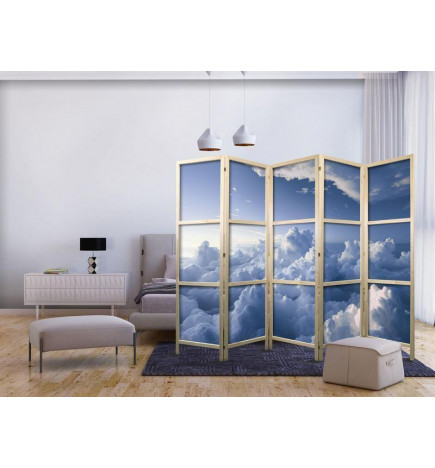 Japanese Room Divider - Aerial Landscapes: Rays Illuminating Fluffy Cloud Formations