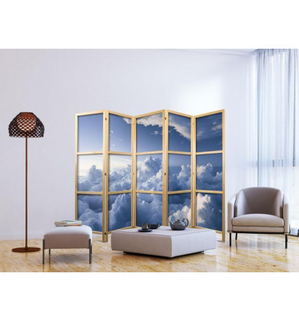 Paravent japonais - Aerial Landscapes: Rays Illuminating Fluffy Cloud Formations