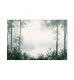 Tablou - Retro Landscape Grove Trees and Pond in Patinated Shades of Green