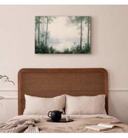 Tablou - Retro Landscape Grove Trees and Pond in Patinated Shades of Green