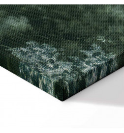 Tablou - Retro Landscape Grove Trees and Pond in Patinated Shades of Green