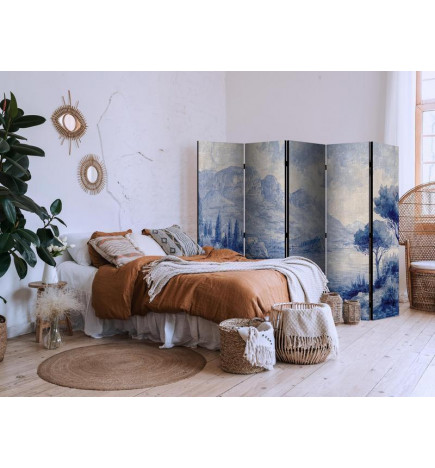 Paravento - Italian Landscape - Lake Como Painted in Shades of Blue