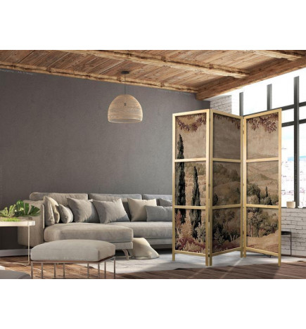 Japans kamerscherm - Landscape with Cypresses - Old Tapestry with Mediterranean Vegetation