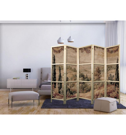 Paravento giapponese - Landscape with Cypresses - Old Tapestry with Mediterranean Vegetation