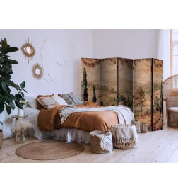 Vouwscherm - Landscape with Cypresses - Old Tapestry with Mediterranean Vegetation