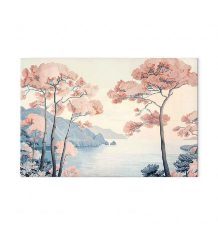 Taulu - Landscape with the Ocean Cliffs and Trees in Delicate Pink Shades