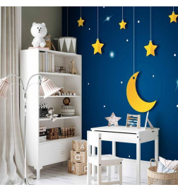 Fototapetti - Skyline - night sky landscape with stars and moon for children
