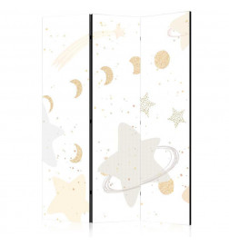 Paravento - Fairy-Tale Galaxy - Moon Phases in Shades of Yellow Among Stars in Beige and Ash Colors with Stardust