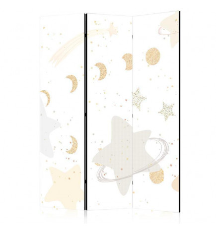 Sermi - Fairy-Tale Galaxy - Moon Phases in Shades of Yellow Among Stars in Beige and Ash Colors with Stardust
