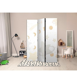 Sirm - Fairy-Tale Galaxy - Moon Phases in Shades of Yellow Among Stars in Beige and Ash Colors with Stardust