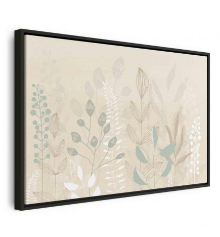 Slika - Morning in the Meadow - Various Pastel Plants on a Beige Background
