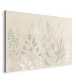 Canvas Print - Morning in the Meadow - Various Pastel Plants on a Beige Background