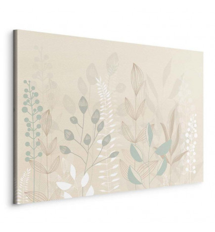 Slika - Morning in the Meadow - Various Pastel Plants on a Beige Background