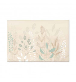 Tablou - Morning in the Meadow - Various Pastel Plants on a Beige Background