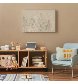 Cuadro - Morning in the Meadow - Various Pastel Plants on a Beige Background