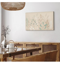Slika - Morning in the Meadow - Various Pastel Plants on a Beige Background