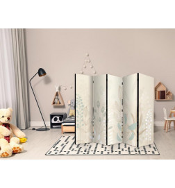 Room Divider - Morning in the Meadow - Various Pastel Plants on a Beige Background