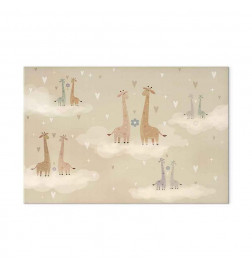 Quadro - Love - Colorful Giraffes Floating on Clouds Among Hearts and Stars