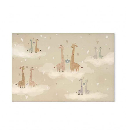 Seinapilt - Love - Colorful Giraffes Floating on Clouds Among Hearts and Stars