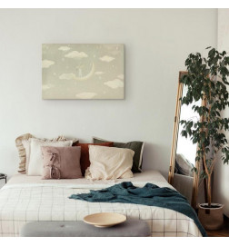 Tablou - Little Conqueror - A Mouse in Heart Pajamas on the Moon Among Clouds