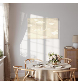 Tableau - Little Conqueror - A Mouse in Heart Pajamas on the Moon Among Clouds