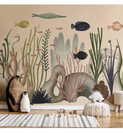 Mural de parede - Underwater World - Fish and Corals in Pastel Colours