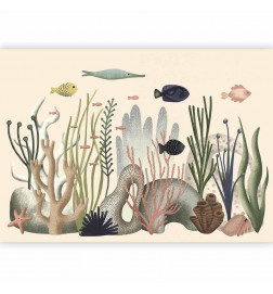 Mural de parede - Underwater World - Fish and Corals in Pastel Colours