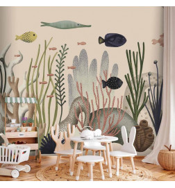 Wall Mural - Underwater World - Fish and Corals in Pastel Colours