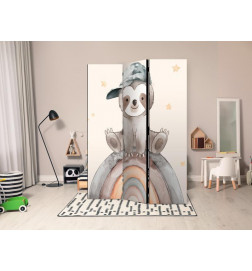 Paravan - Happy Sloth - Sloth in Muted Colors - Wearing a Cap - Sitting on a Rainbow Among the Stars