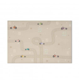 Slika - Race - Colorful Cars on a Road on a Beige Background with Inscriptions