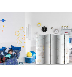 Paravento - Balloons in the Sky - Balloons in Pastel Colors Flying Through a Cloudy Sky - Among Rainbows and Stars