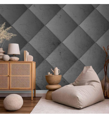 Fototapeet - Grey symmetry - geometric pattern in concrete pattern with light joints