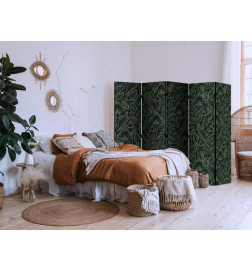 Vouwscherm - Dense Vegetation - Botanical Patterns in Illustrative Style Green