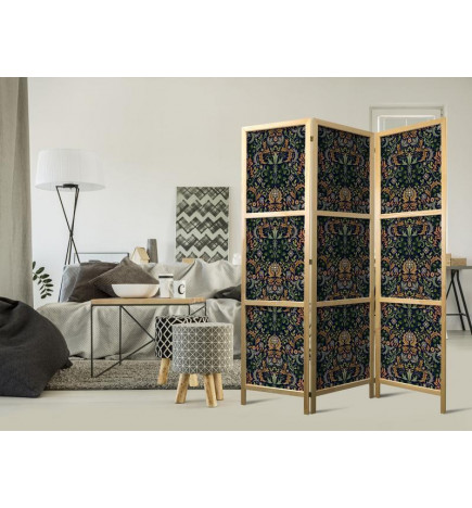 Japonska pregrada - Baroque Ornaments in Patinated Gold and Browns - Retro Motif