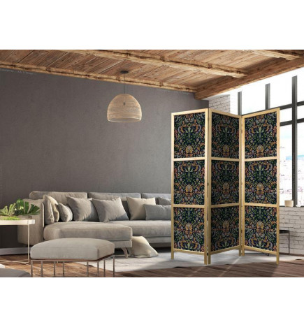 Japanischer Paravent - Baroque Ornaments in Patinated Gold and Browns - Retro Motif