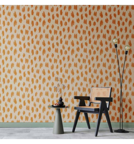 Tapeet - Drawn Pattern in Dots and Spots - in shades of orange and ecru