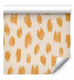 Behang - Drawn Pattern in Dots and Spots - in shades of orange and ecru