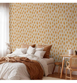 Tapet - Drawn Pattern in Dots and Spots - in shades of orange and ecru