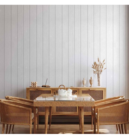 Behang - Vertical Lines - White background with a delicate wood pattern vertically