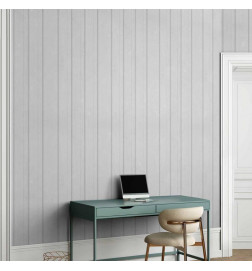 Tappezzeria murale - Vertical Lines - White background with a delicate wood pattern vertically