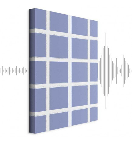 Cuadro - Lines and Symmetry - Expressive White Grid on a Blue Background