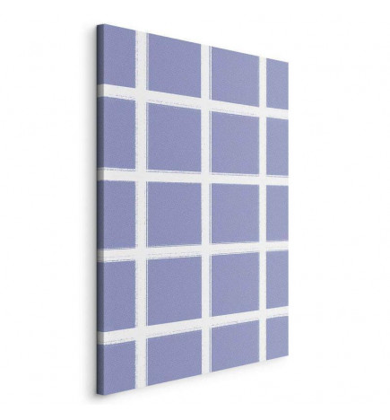 Tablou - Lines and Symmetry - Expressive White Grid on a Blue Background