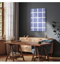 Tableau - Lines and Symmetry - Expressive White Grid on a Blue Background