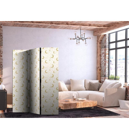 Room Divider - Moonlit Nights - Delicate Moons and Clouds in Warm Tones