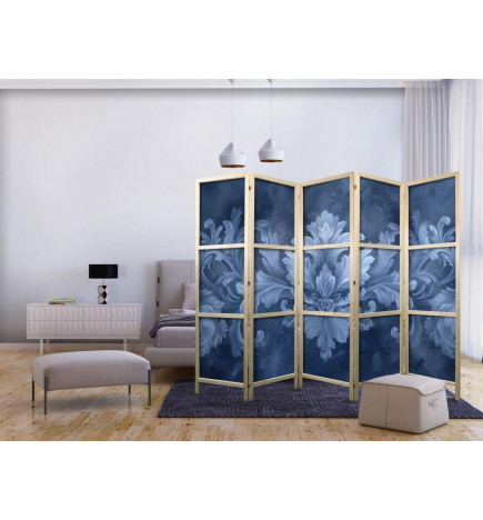 Japans kamerscherm - Ornament in Blue and Cool Colors - Dark Blue Decoration