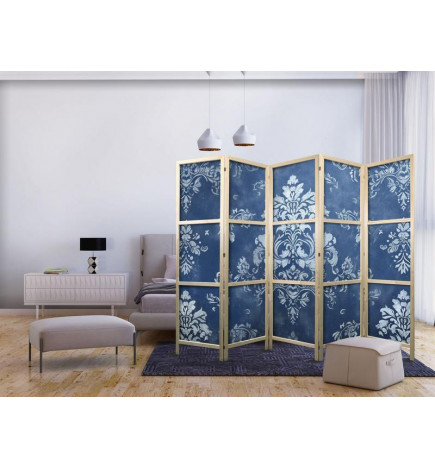 Biombo japonés - Retro Ornament - Decorative Motif in Worn Blues