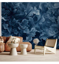 Foto tapete - Abstract Ornaments: Dark Blue Victorian Leaves