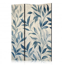 Paravent - Leaves in Blue Colors - Delicate Botanical Motif
