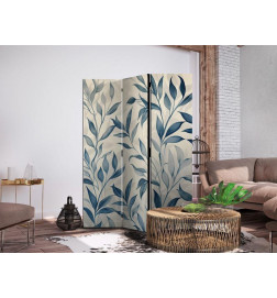 Biombo - Leaves in Blue Colors - Delicate Botanical Motif